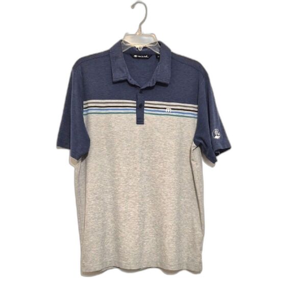 Travis Matthew Polo Shirt Lot of 2 Men L Black Gray Blue Gray Colorblock Stripe - Picture 2 of 12